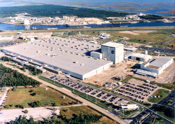 Aerial view of NASA Michoud Assembly Facility in New Orleans used for Moon and Mars rocket production