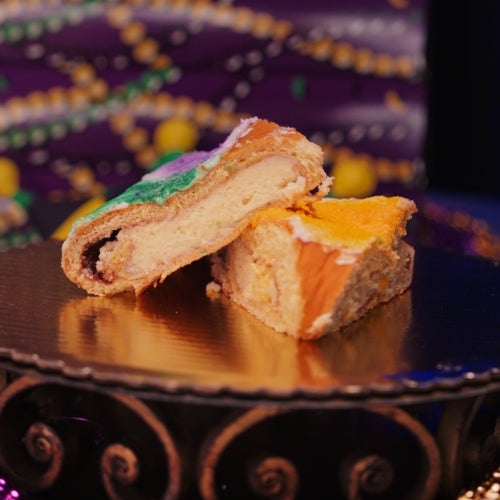 Cream Cheese King Cake sliced